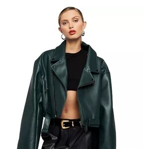 Lioness Staten Island Women's Moss Green Faux Leather Jacket